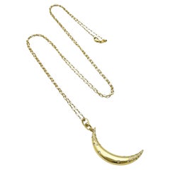 Monica Rich Kosann 18k Yellow Gold Diamond Crescent Moon Pendant Necklace