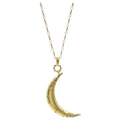 Monica Rich Kosann 18k Yellow Gold Diamond Crescent Moon Pendant Necklace