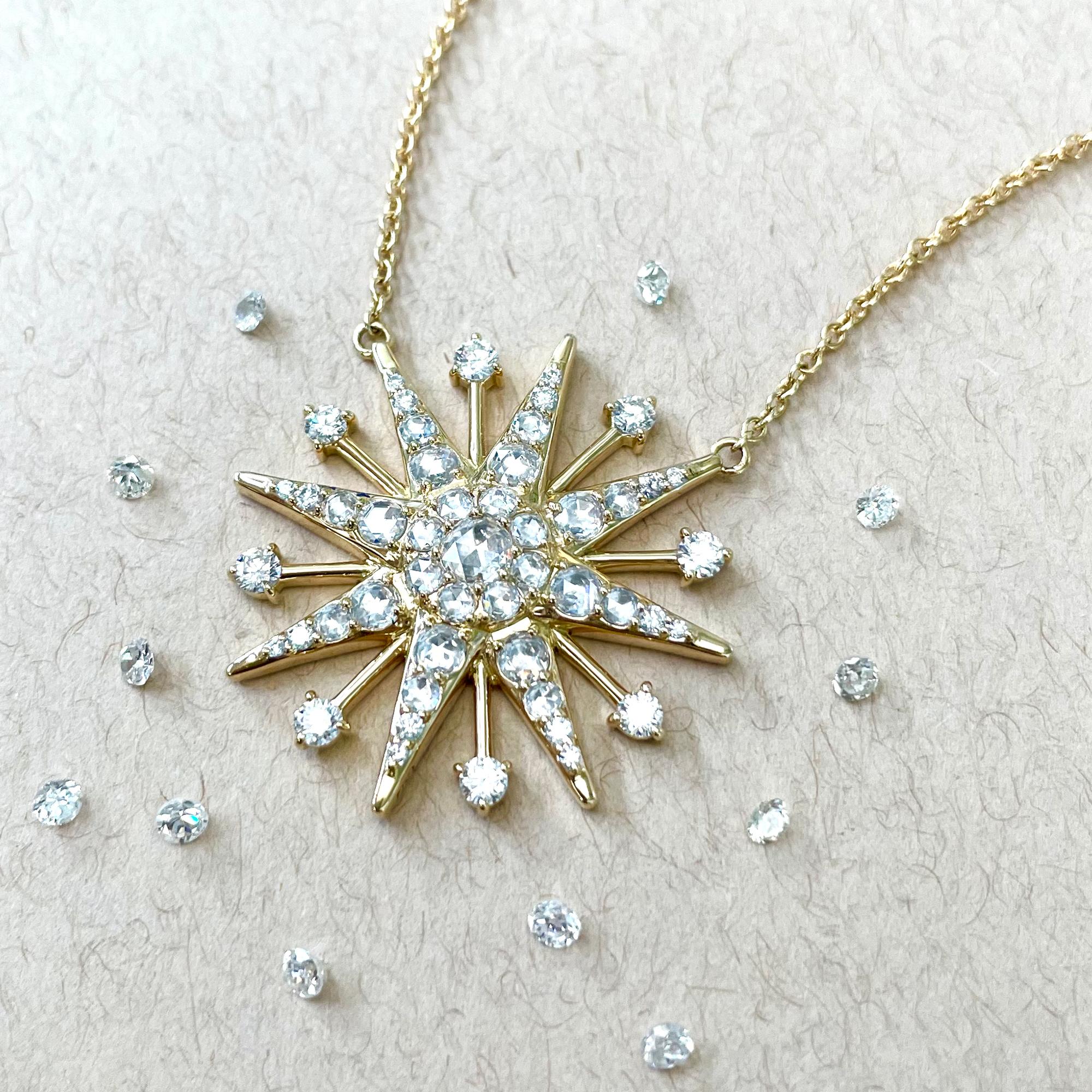 Monica Rich Kosann: 18 Karat Gelbgold Diamant-Stern-Halskette (Zeitgenössisch) im Angebot