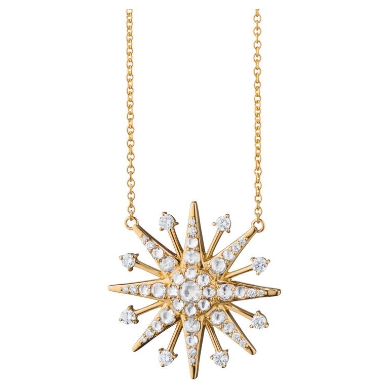 Monica Rich Kosann 18K Yellow Gold Diamond Star Necklace For Sale