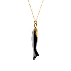 Monica Rich Kosann Black Ceramic & 18K Yellow Gold "Perseverance" Fish Necklace