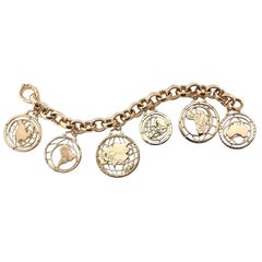 Monica Rich Kosann Continent 18K Yellow Gold Charm Bracelet Featuring 6 Charms