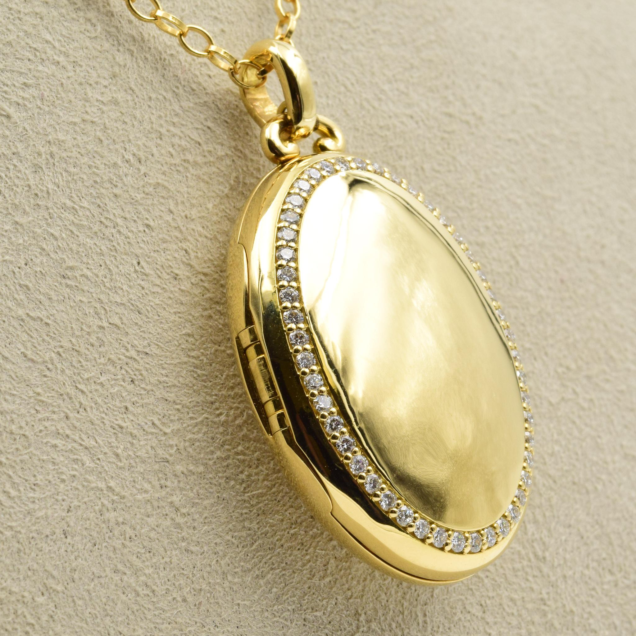 Monica Rich Kosann Four Image Premier Diamond Locket in 18 Karat Yellow Gold In New Condition In Carmel, IN