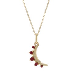 Monica Rich Kosann July Birthstone Moon Crescent Ruby Necklace Gold 18k .19ctw