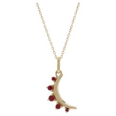 Monica Rich Kosann July Birthstone Moon Crescent Ruby Necklace Gold 18k .19ctw