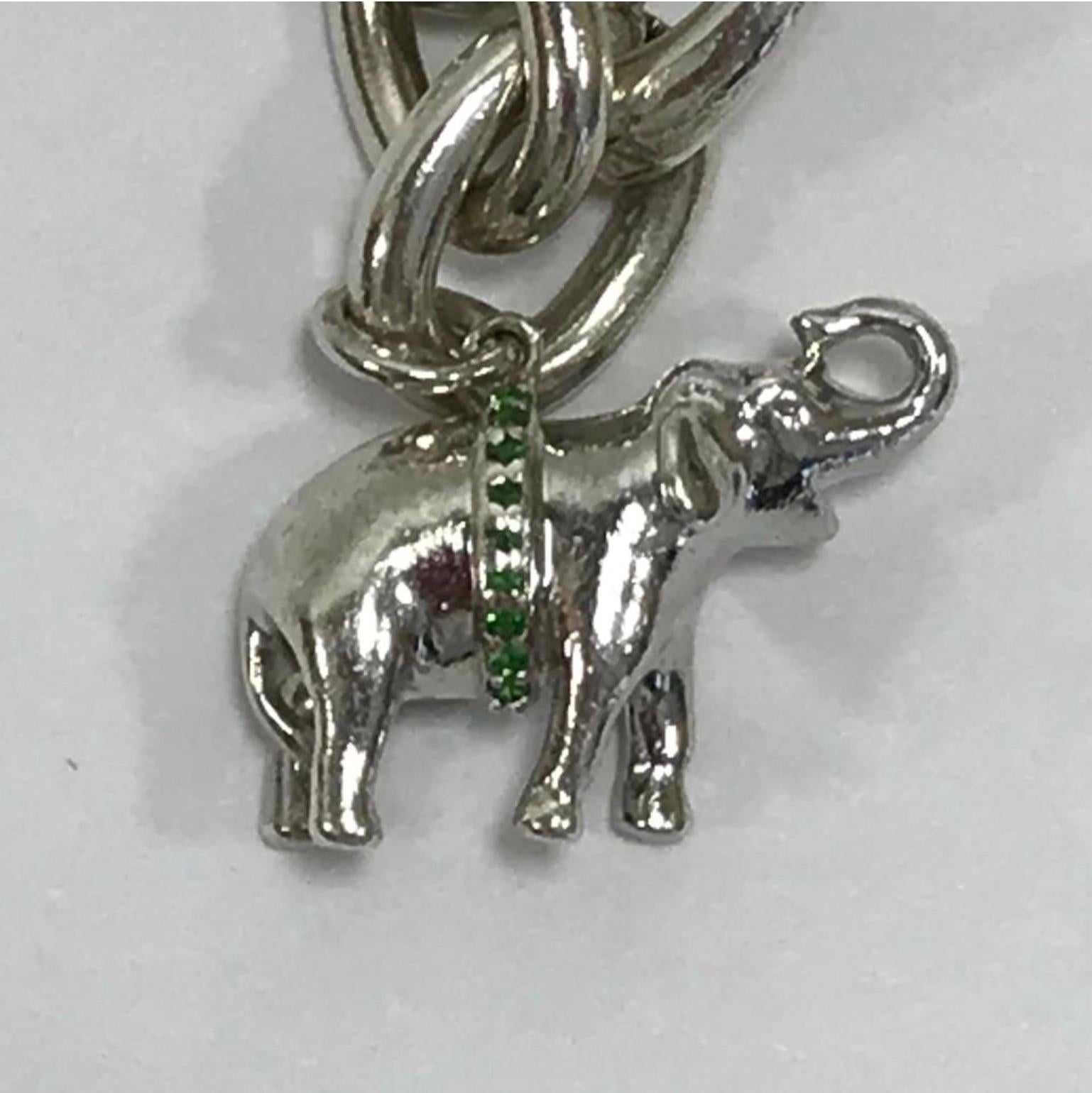 Monica Rich Kosann Luck Elephant with Green Tsavorite Charm Only In Good Condition For Sale In Saint Charles, IL