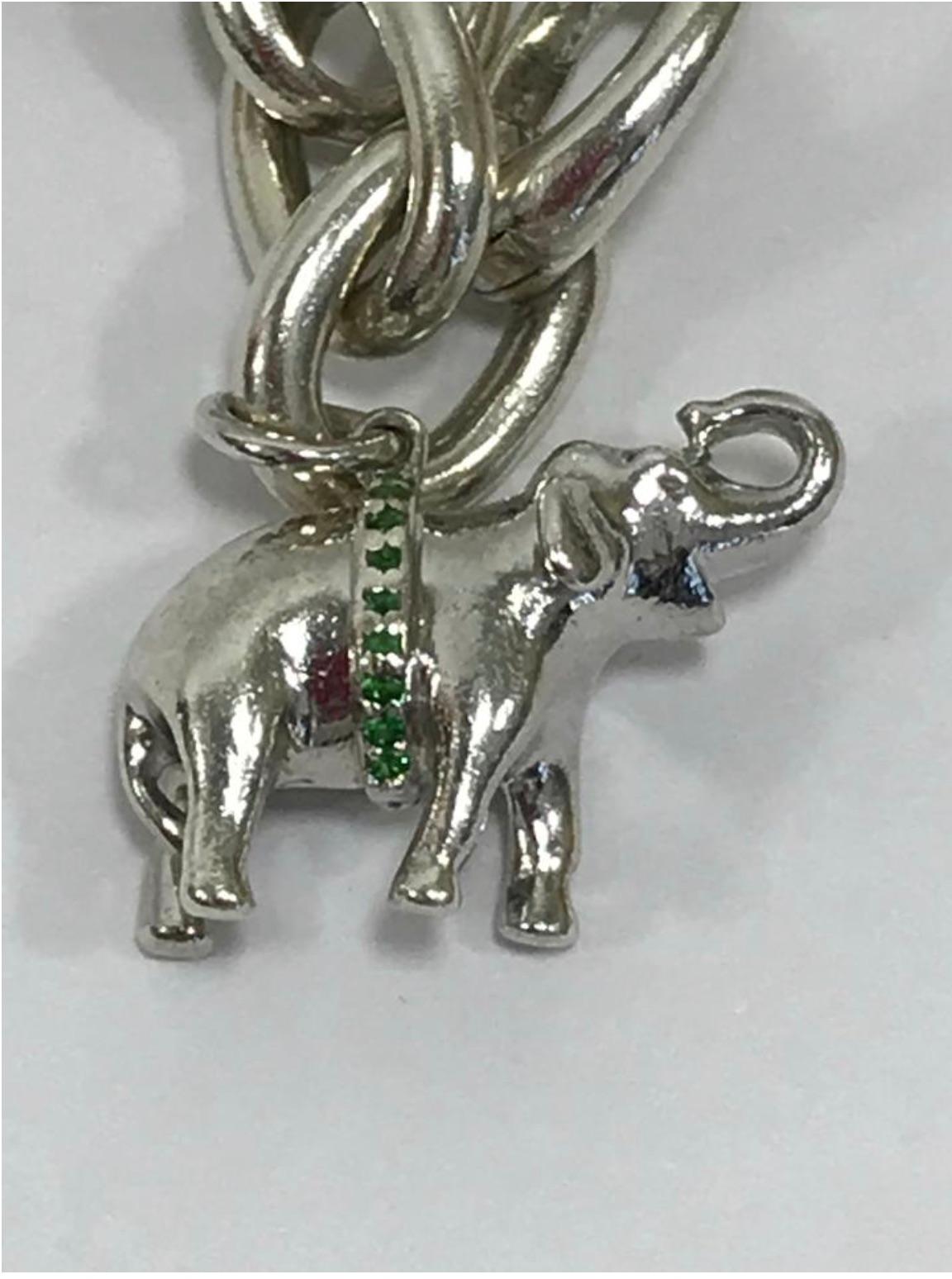 Women's or Men's Monica Rich Kosann Luck Elephant with Green Tsavorite Charm Only For Sale