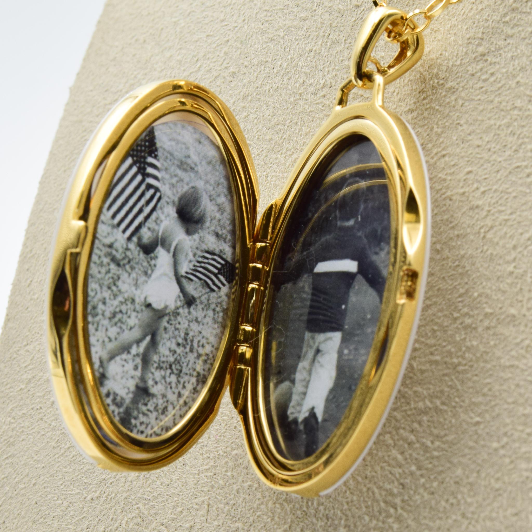 Monica Rich Kosann Oval White Ceramic Locket with Diamonds and 18k Gold Accents 1