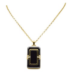 Monica Rich Kosann médaillon rectangulaire en céramique noire en or 18 carats