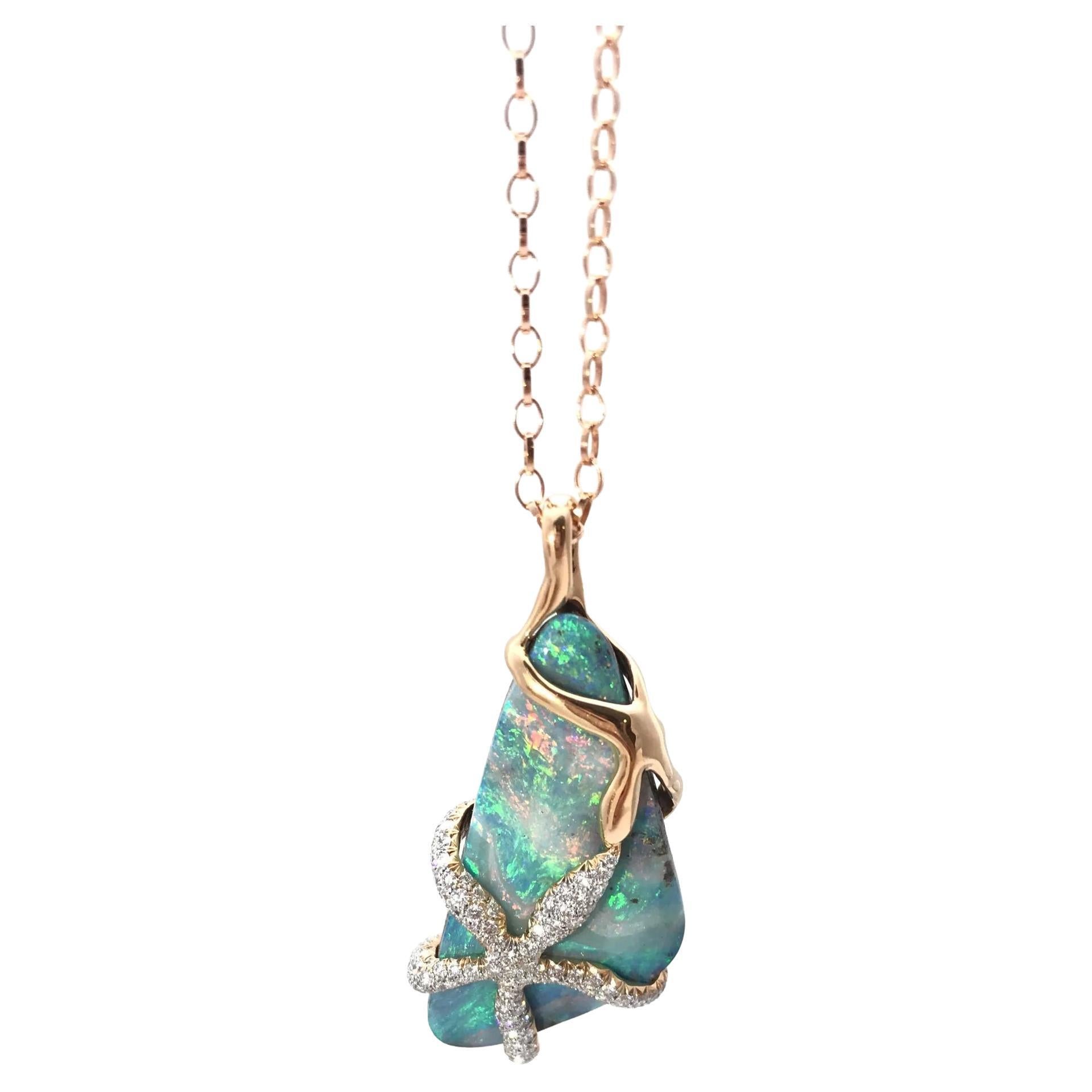 Monica Rich Kosann SPECIAL EDITION Boulder Opal and Diamond Star Fish Pendant