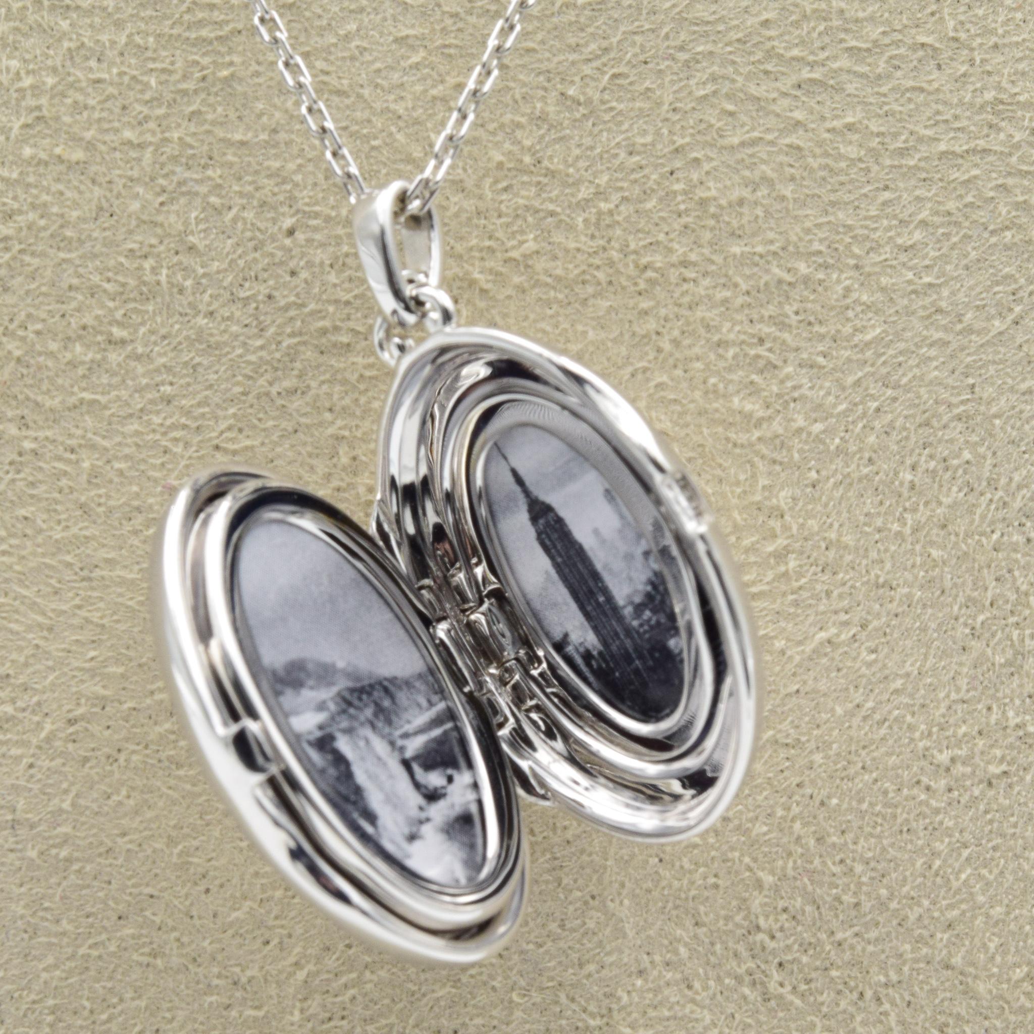 Women's Monica Rich Kosann Sterling Silver Four Image Midi Sapphire Locket, 44322