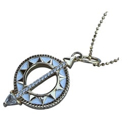 Monica Rich Kosann Sundial Diamond Enamel Pendant Chain Necklace 18k gold 6.3g