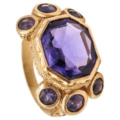 Monica Rossi Milan for Anaconda Cocktail Ring 19Kt Yellow Gold 5.79 Cts Iolites