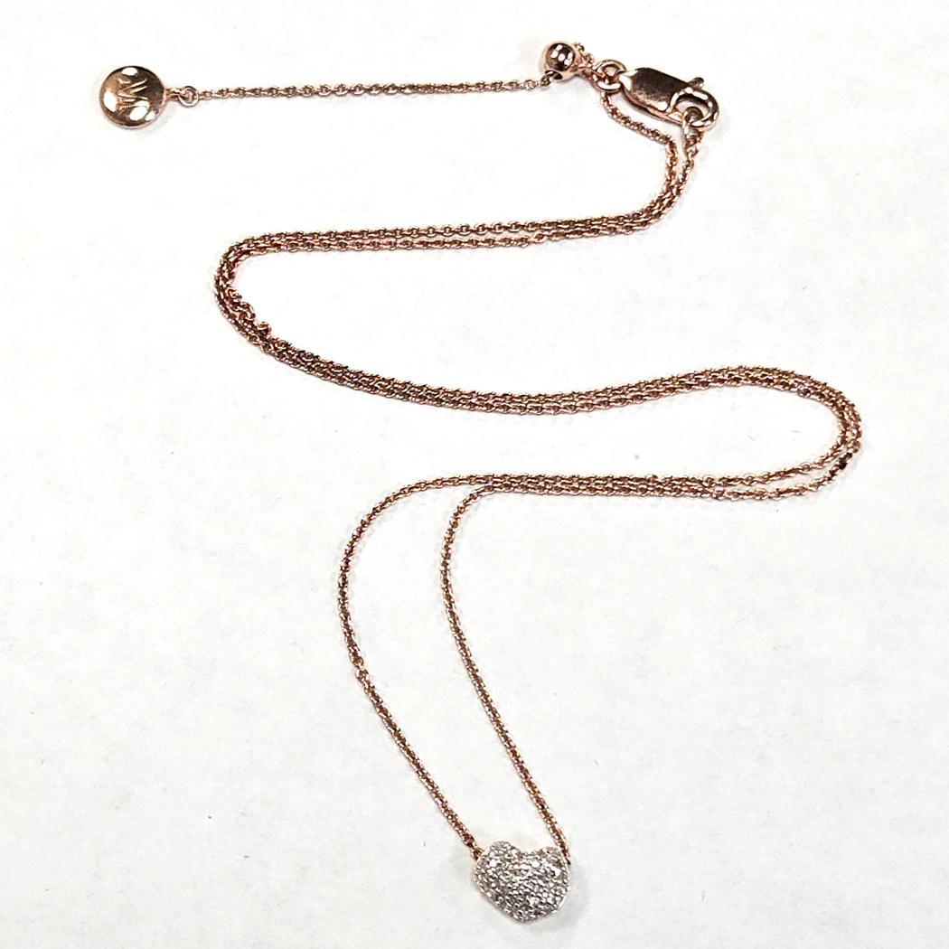 Moderno Monica Vinader Collana Cuore Nura - Vermeil rosa su argento Sterling Pave in vendita