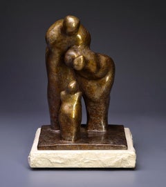 "I'm Listening 10/12" Bronze Sculpture of two parents looking over a child