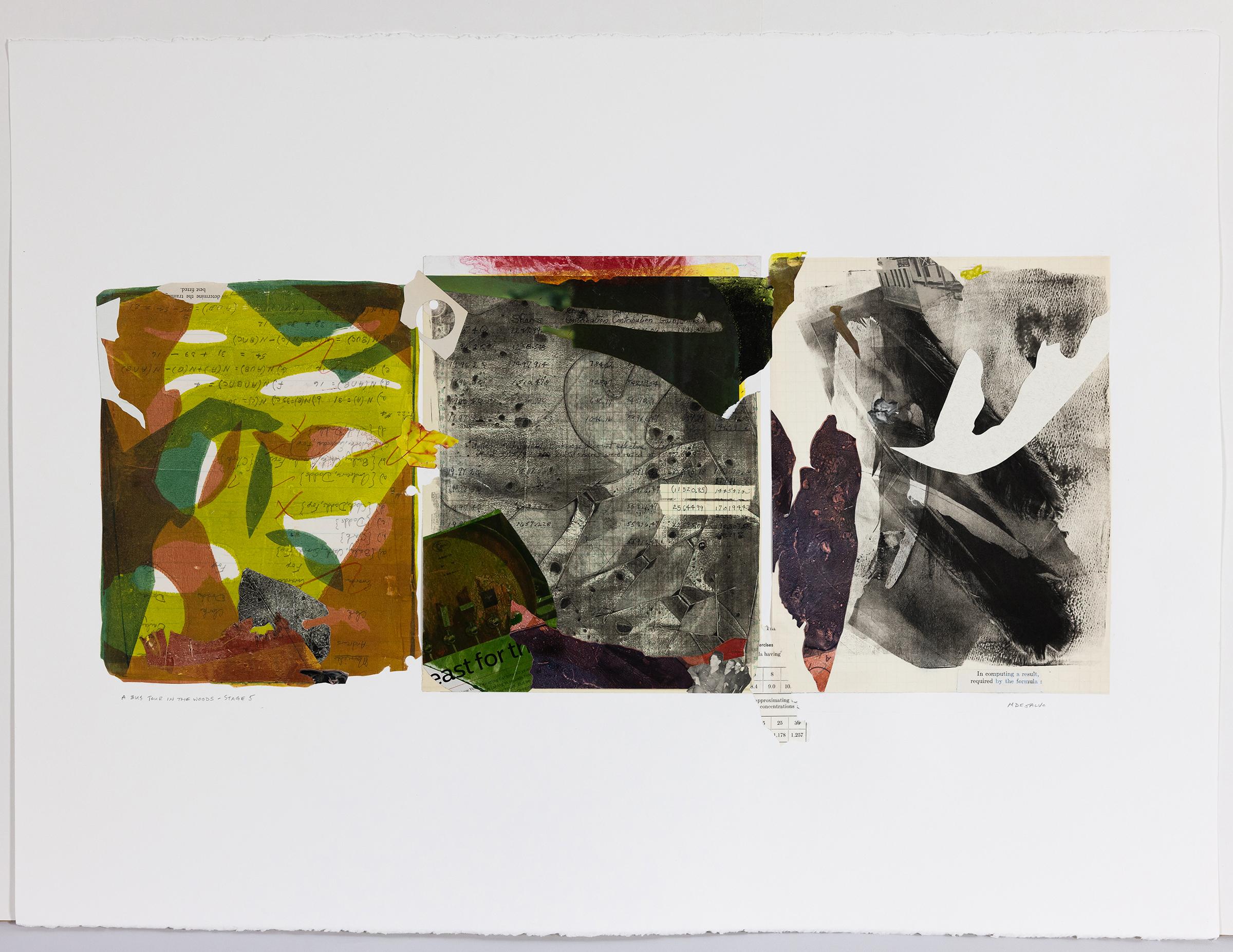 "Un viaje en autobús por el bosque-Etapa 5", Abstracto, Monotipos acrílicos, Collage - Mixed Media Art de Monica DeSalvo