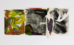 "Un tour en bus dans les Woods - étape 5", abstrait, monotypes à l'acrylique, collage.