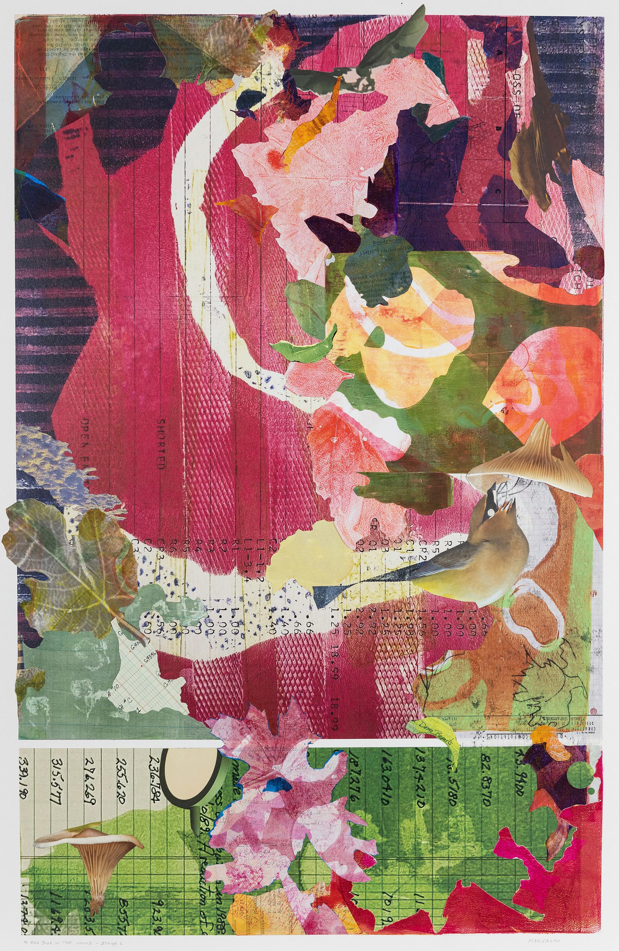 "A Bus Tour in the Woods—Stage 6", Surreal, Botanical, Collage, Mixed Media - Mixed Media Art by Monica DeSalvo