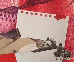 "Acquiesce", Collage astratto, Rosso, Nero, Monotipi, Tecnica mista