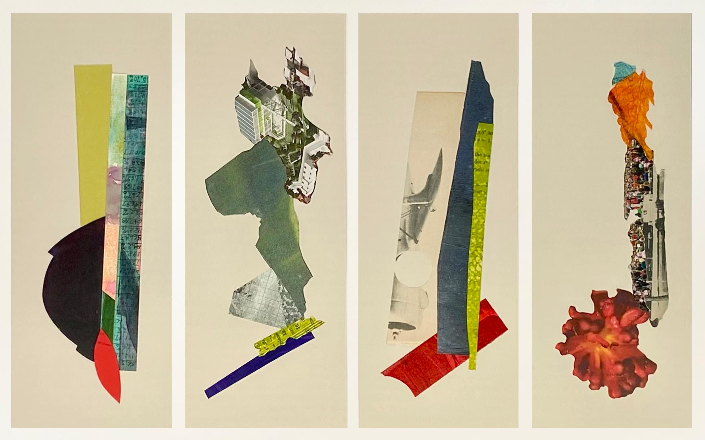 "Cairns", Abstract, Red, Green, Blue, Yellow, Silver, Collage, Mixed Media - Mixed Media Art by Monica DeSalvo