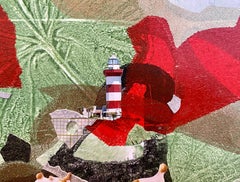 „Looking Around for You“, surreal, botanisch, abstrakt, Collage, Monotypie