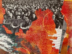 "Multiplication, Division", Abstract Collage, Red, Black, Monotypes, Mixed Media