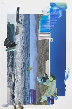 "Sunny Side Down", Surrealista, Abstracto, Paisaje, Collage de técnica mixta, 2024