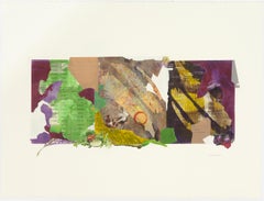 "The End of Sums", Contemporary, Green, Yellow, Monotype, Collage, Mixed Media