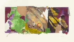 "The End of Sums", Contemporary, Green, Yellow, Monotype, Collage, Mixed Media