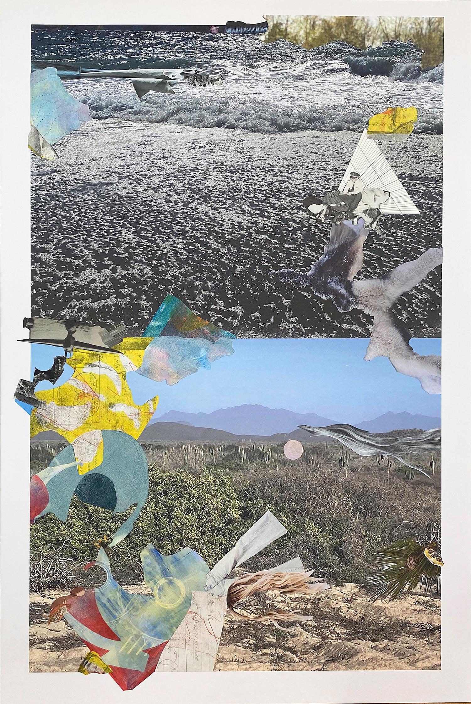 "Arriba Sol Abajo", Surrealista, Abstracto, Paisaje, Desierto, Collage de Técnica Mixta, 2024 - Mixed Media Art de Monica DeSalvo