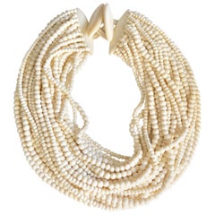 Monies 28 Strand White Bone Bead Necklace