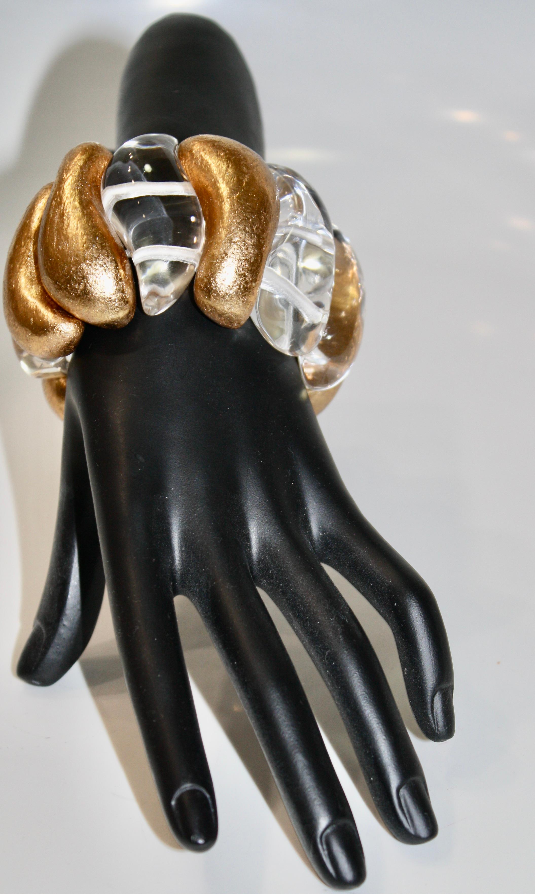 Monies Acrylic and Acacia Gold Foil Bracelet For Sale 1