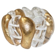 Bracciale Monies in acrilico e lamina d'oro d'acacia
