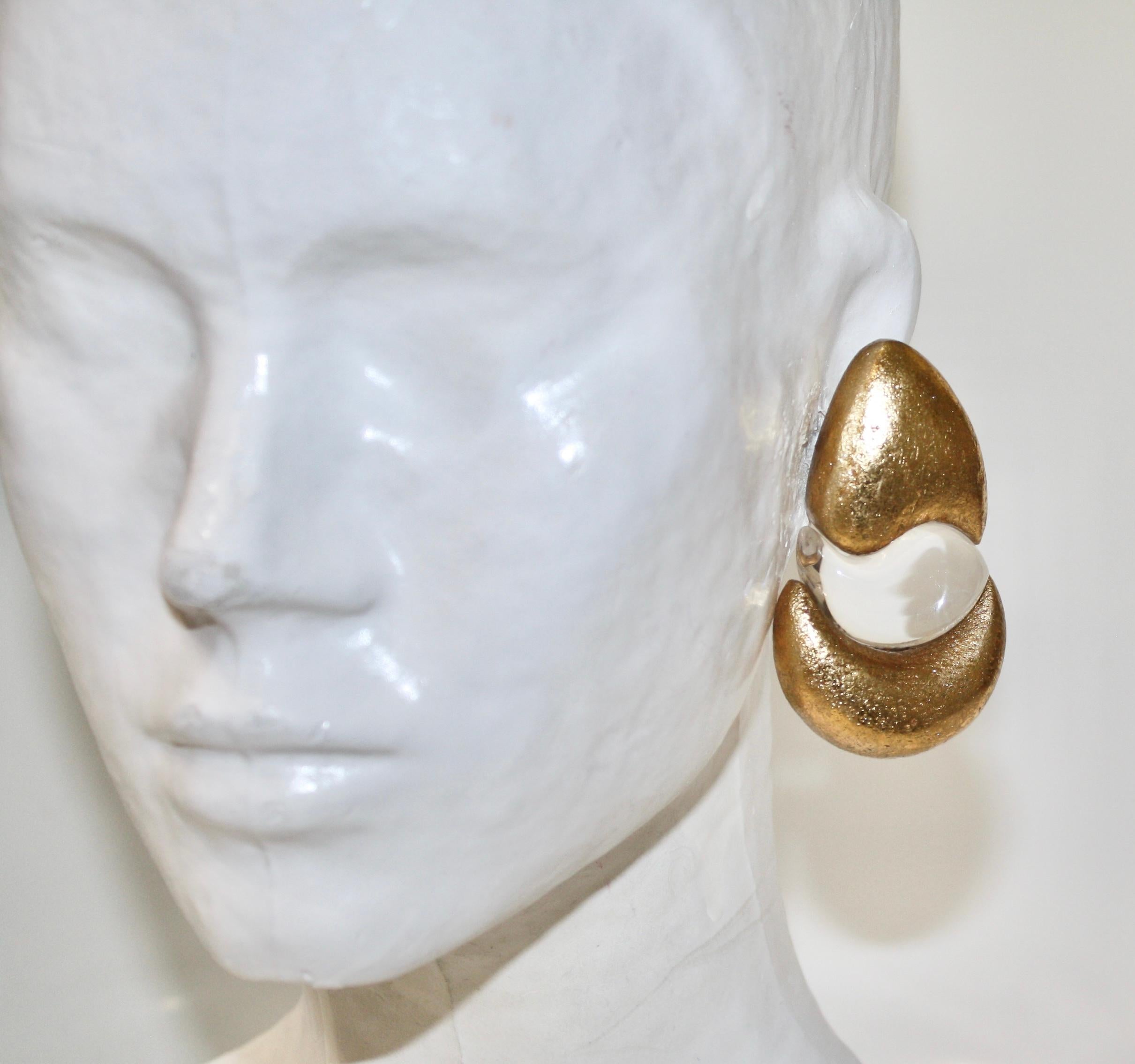 Modern Monies Acrylic and Acacia Gold Foil Earrings 