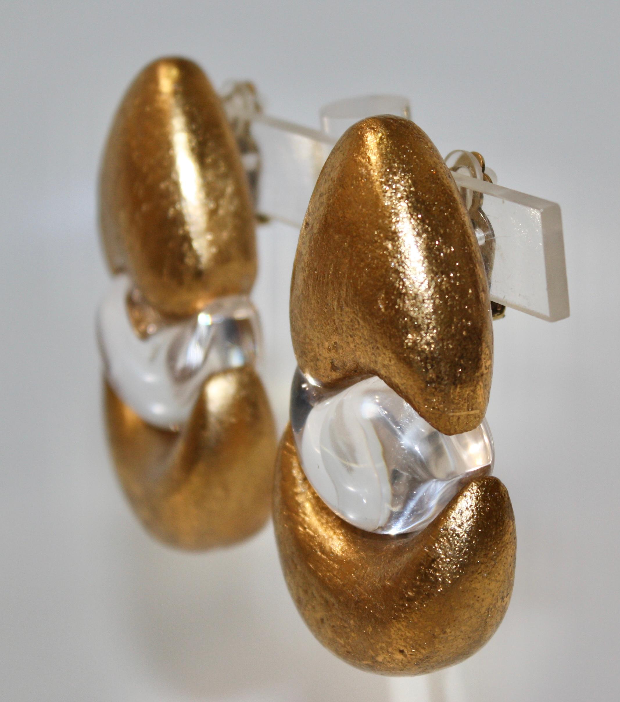 Monies Acrylic and Acacia Gold Foil Earrings  1