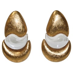Monies Acrylic and Acacia Gold Foil Earrings 