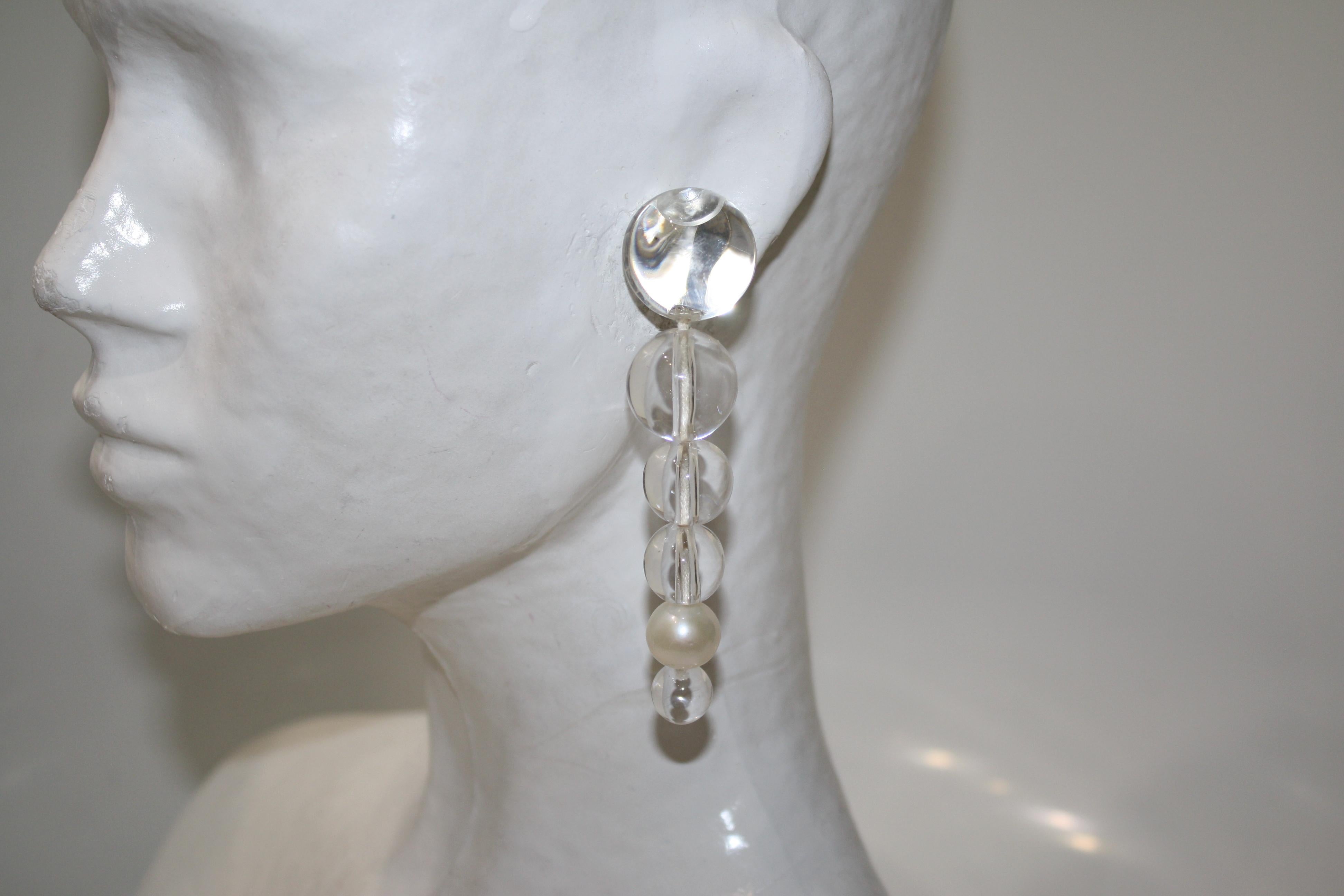 Modern Monies Acrylic and Fresh Water Pearl Earrings 