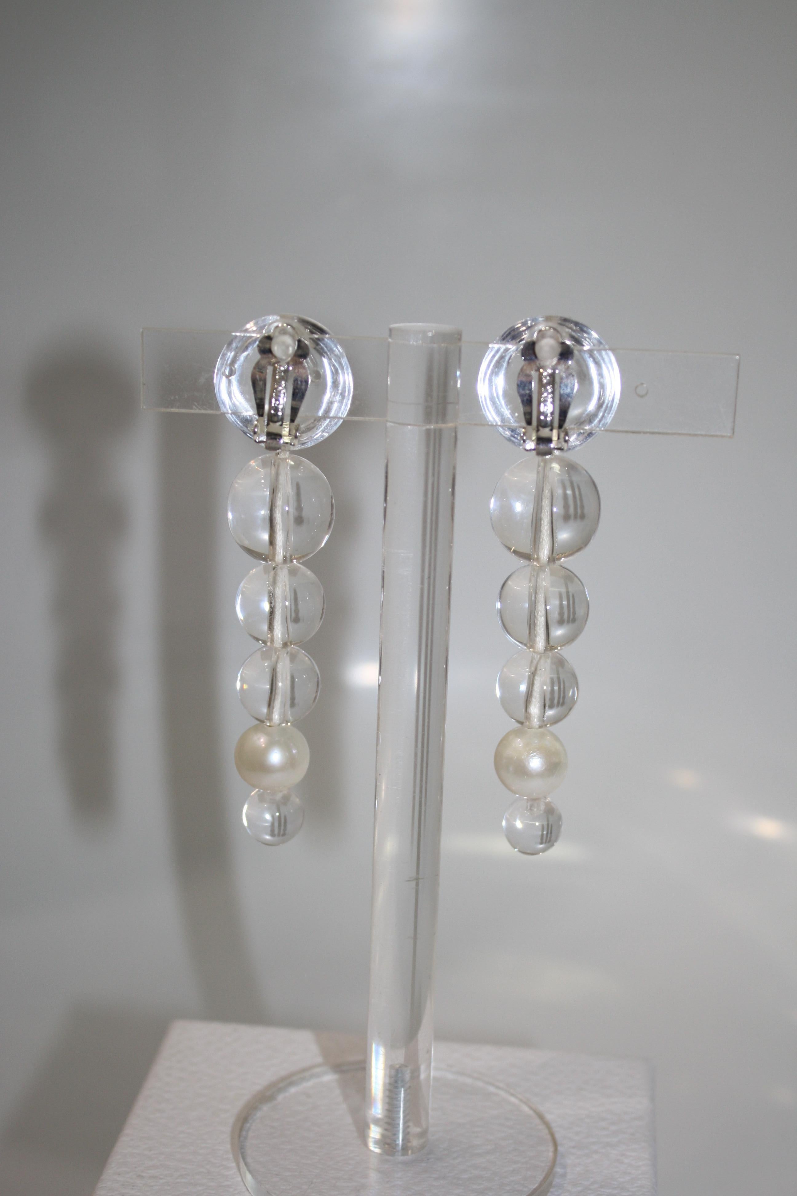 Monies Acrylic and Fresh Water Pearl Earrings  1