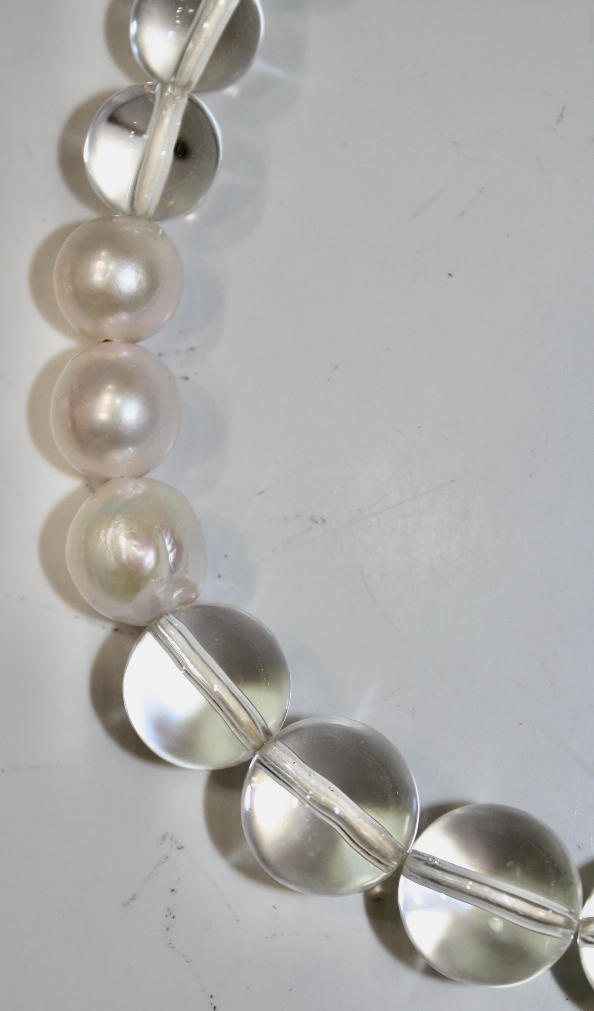 Women's or Men's Monies Acrylic and Freshwater Pearls Choker  For Sale