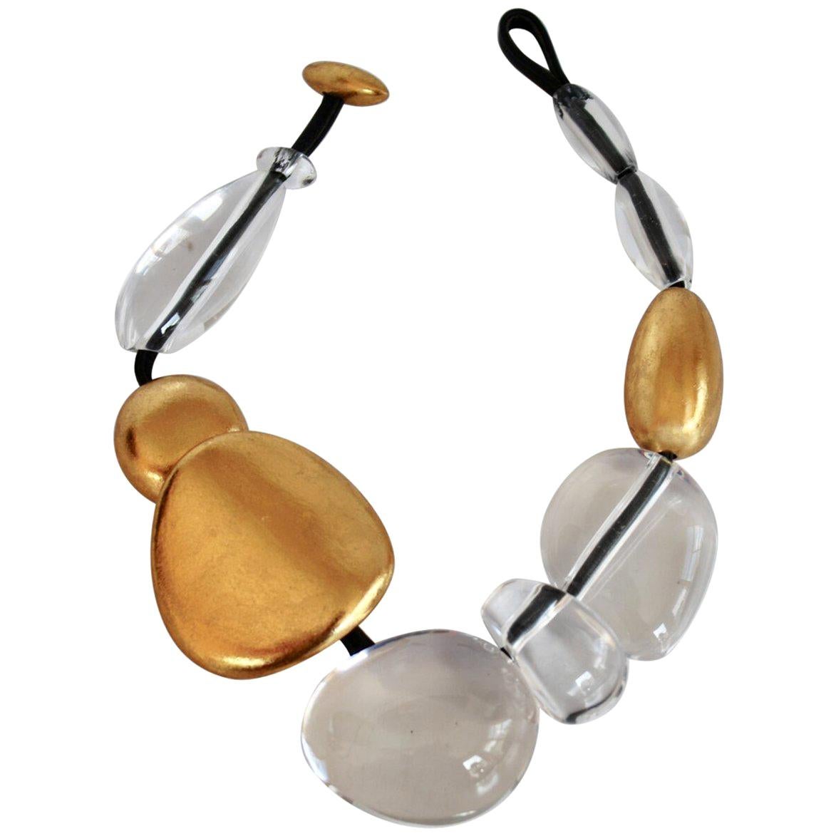 Monies Acrylic and Gold Leaf Statement Necklace