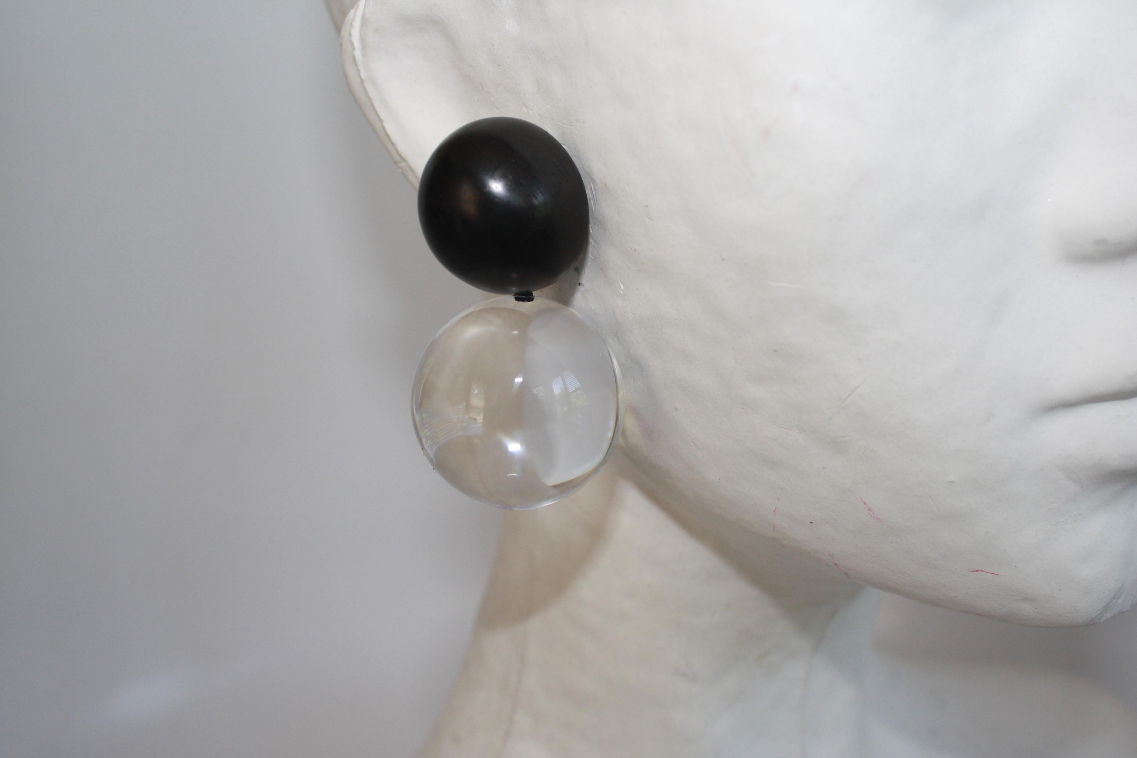 Monies Acrylic and Polyester Double Ball Earrings In New Condition In Virginia Beach, VA