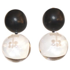 Monies Acrylic and Polyester Double Ball Earrings