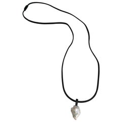 Monies Baroque Pearl and Leather Pendant Necklace
