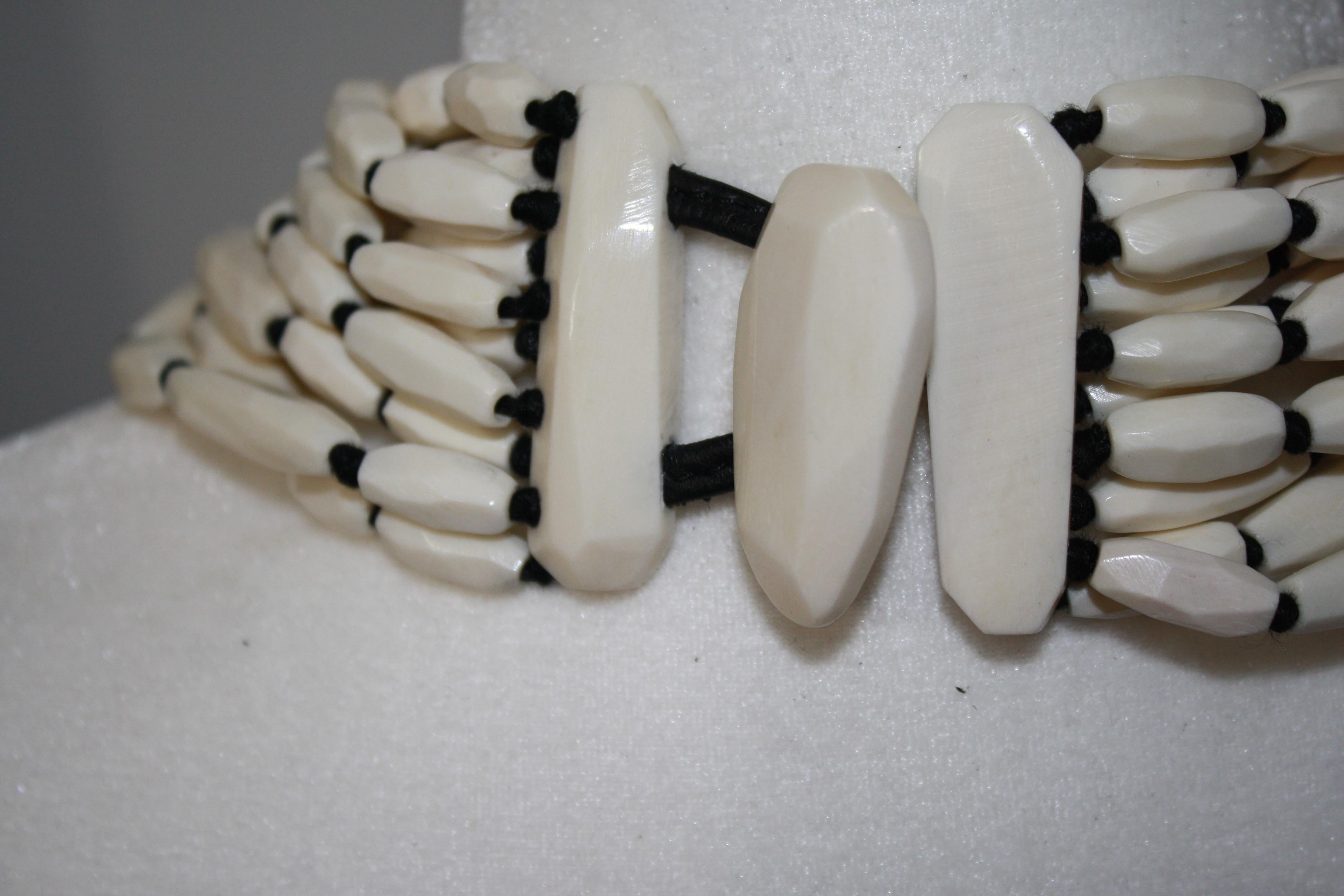 Monies Bone and leather Choker In New Condition In Virginia Beach, VA
