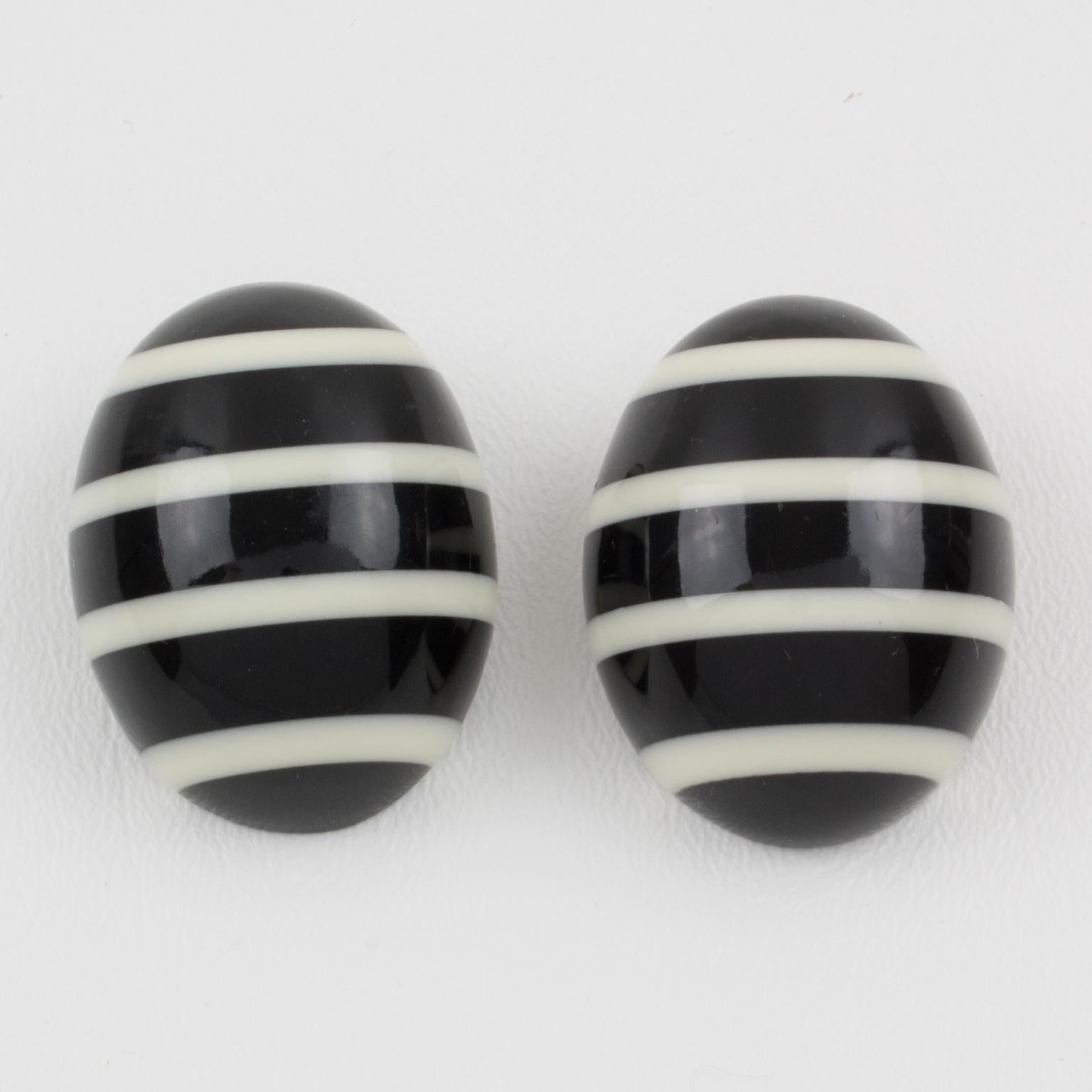 black and white striped earrings
