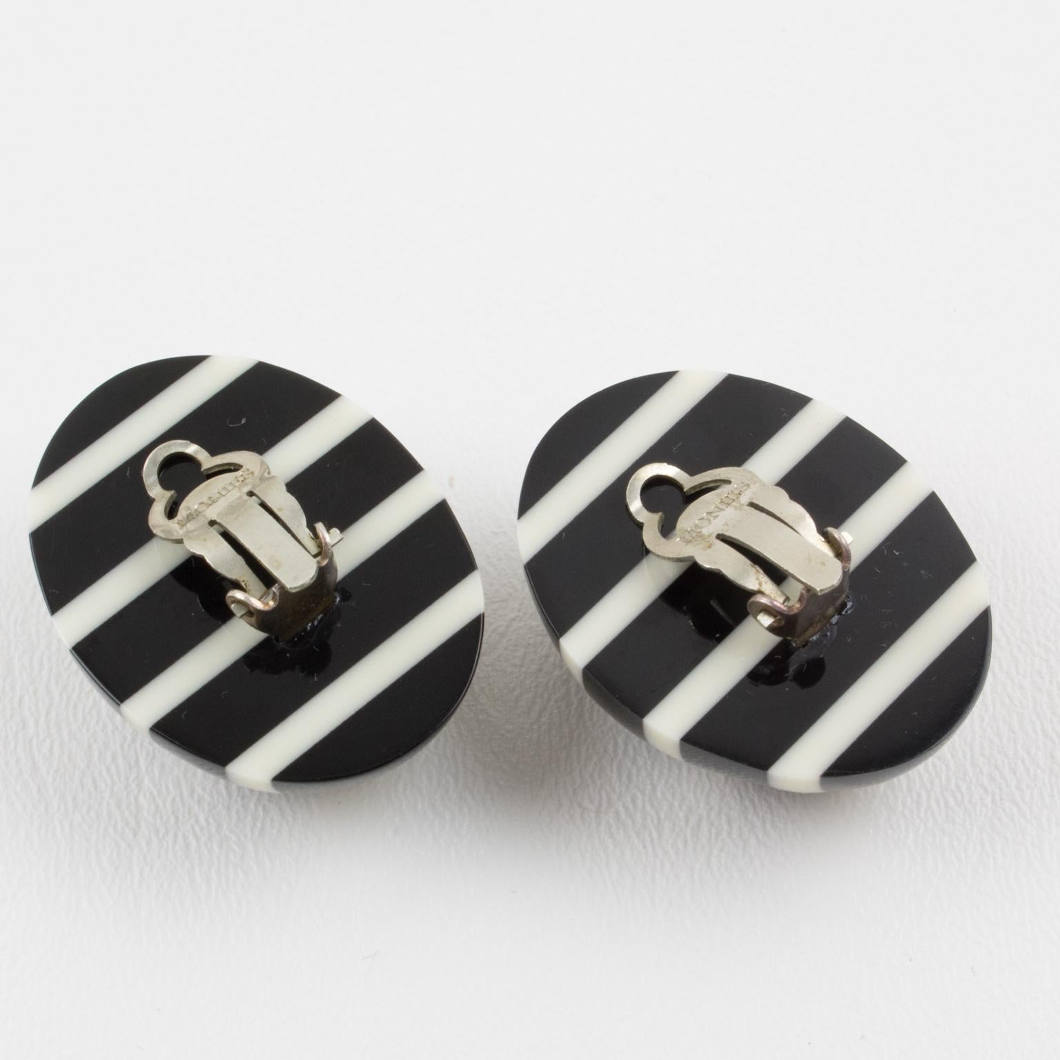 black and white clip on earrings