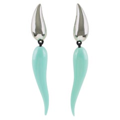 Monies Clip Earrings Sterling Silver and Turquoise Resin