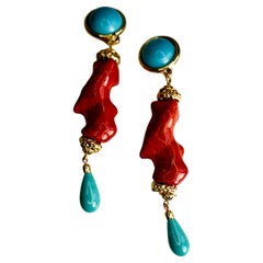 Orecchini Monies Couture Corallo e Turchese pour Lacroix (non firmati) Orecchini Monies Couture Corallo e Turchese pour Lacroix (non firmati)