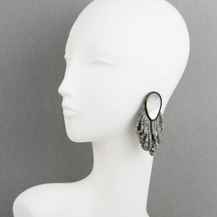 Monies Dangle Clip Earrings SeaShell and Black Resin