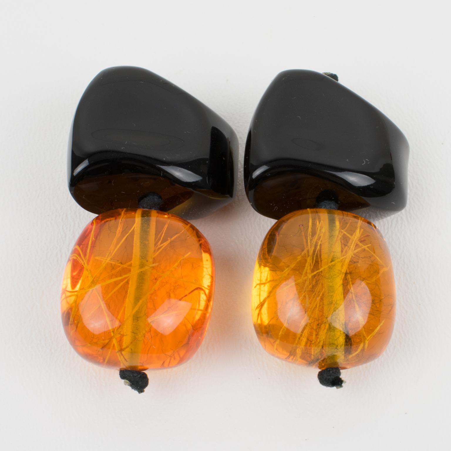 amber clip earrings